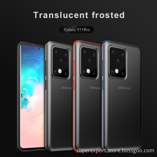 Hot selling TPU frame with Semi-transparent PC Cover mobile phone cases for Samsung S20 Ultra 6.9"